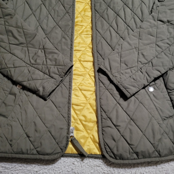 Lands' End Women's Quilted Puffer Jacket - Olive and Yellow Sz 2-4 - Picture 5 of 5